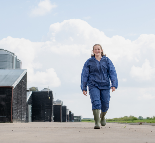 Woman walking on a farm