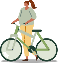 Illustration of a person pushing a bicycle